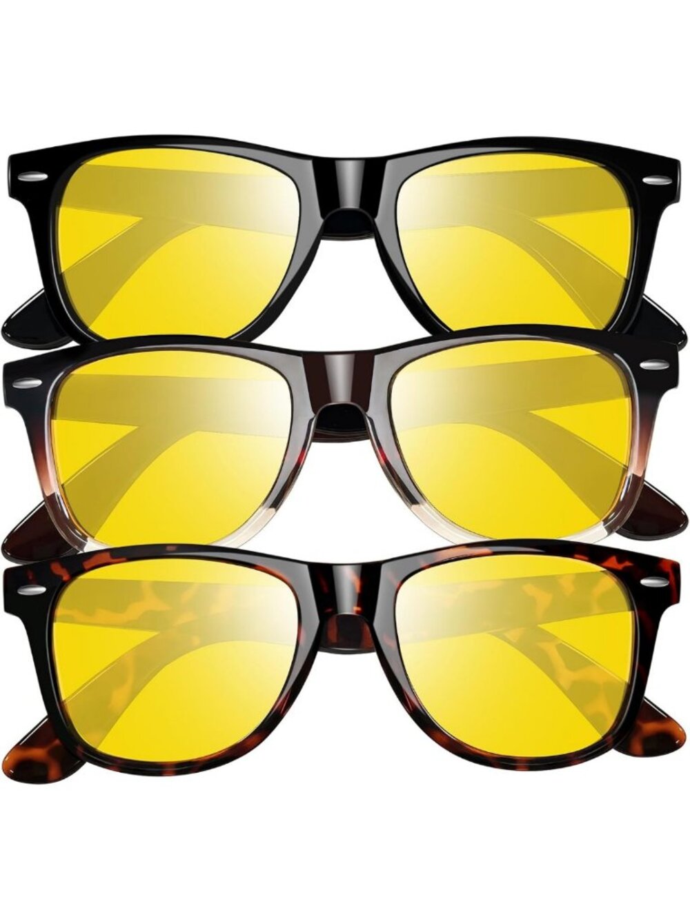 3 Pack Polarized Square Sunglasses with UV Protection - Stylish & Trendy Eyewear
